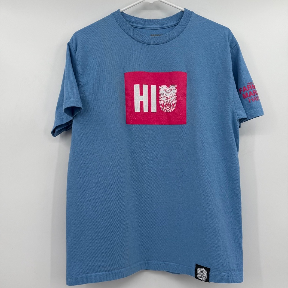 Farmers Market Hawaii T Shirt Men Medium Blue Short Sleeve IYKYK Crew Neck